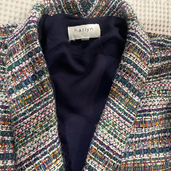 HARLYN ANTHROPOLOGIE MULTI COLOR OVERSIZED TWEED BLAZER - Picture 5 of 6